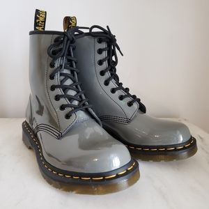 Dr Marten Grey Patent Leather Lamper Boots